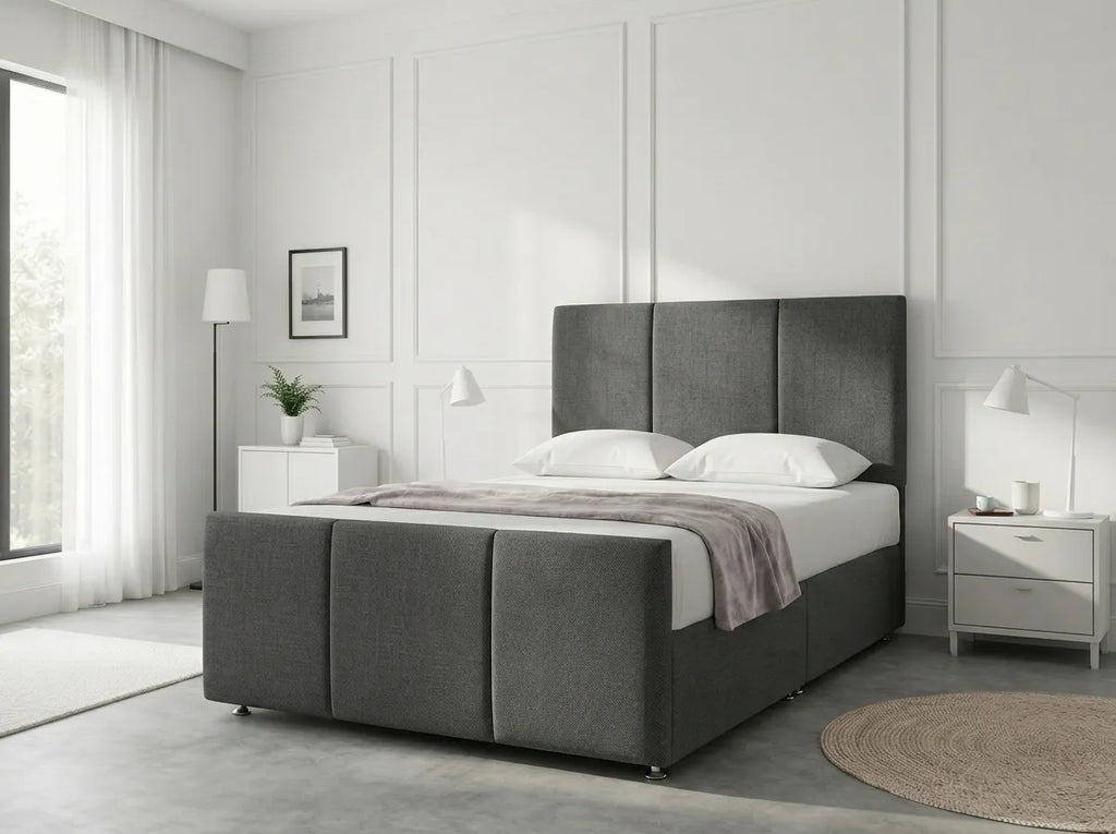 Elegant Sleigh Aura | Divan Drawer Bed with Hidden Storage Drawers (UK) | Discount Bed Store (DBS) #DB149