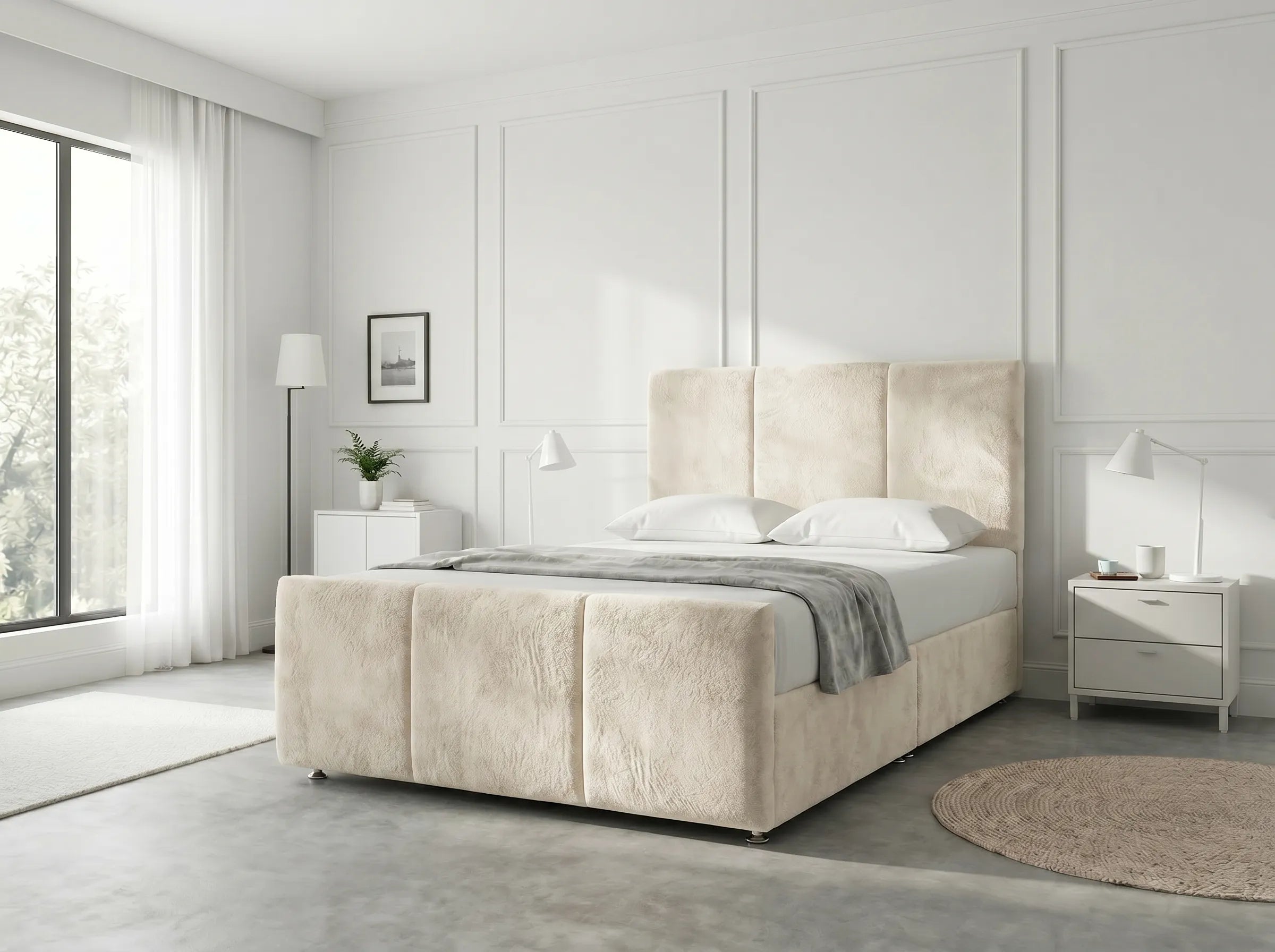 Elegant Sleigh Aura | Divan Drawer Bed with Hidden Storage Drawers (UK) | Discount Bed Store (DBS) #DB149