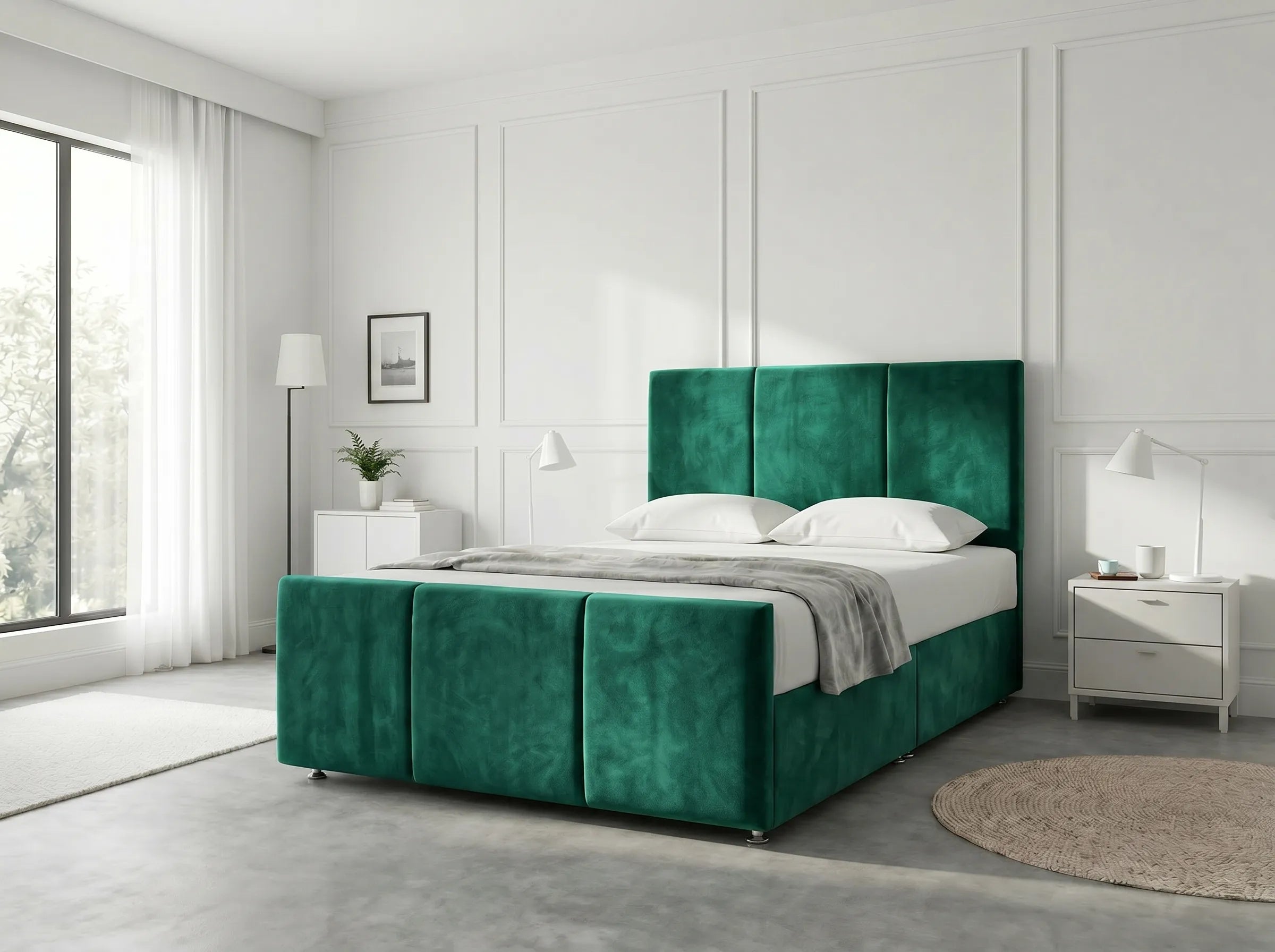Elegant Sleigh Aura | Divan Drawer Bed with Hidden Storage Drawers (UK) | Discount Bed Store (DBS) #DB149