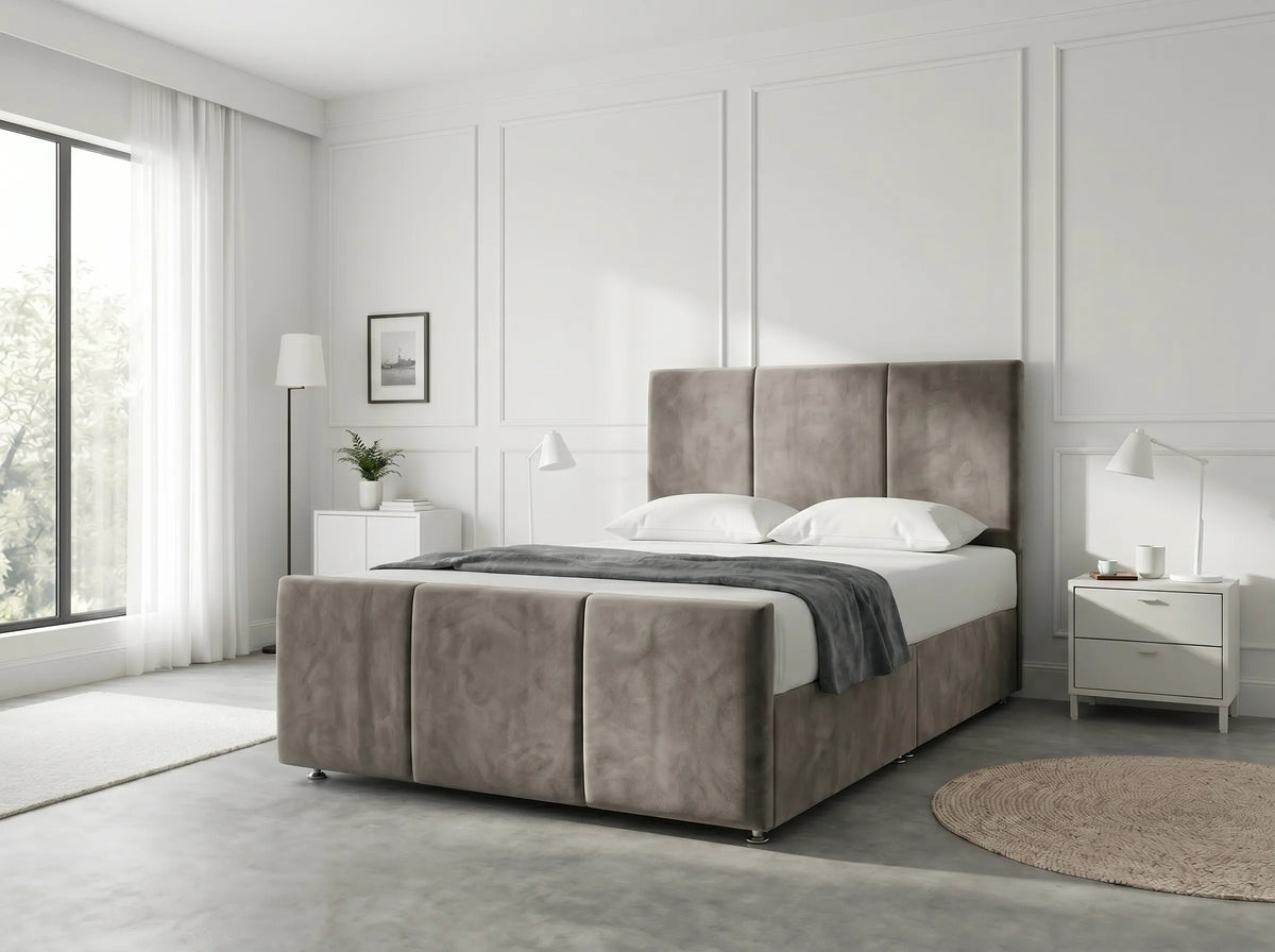 Elegant Sleigh Aura | Divan Drawer Bed with Hidden Storage Drawers (UK) | Discount Bed Store (DBS) #DB149
