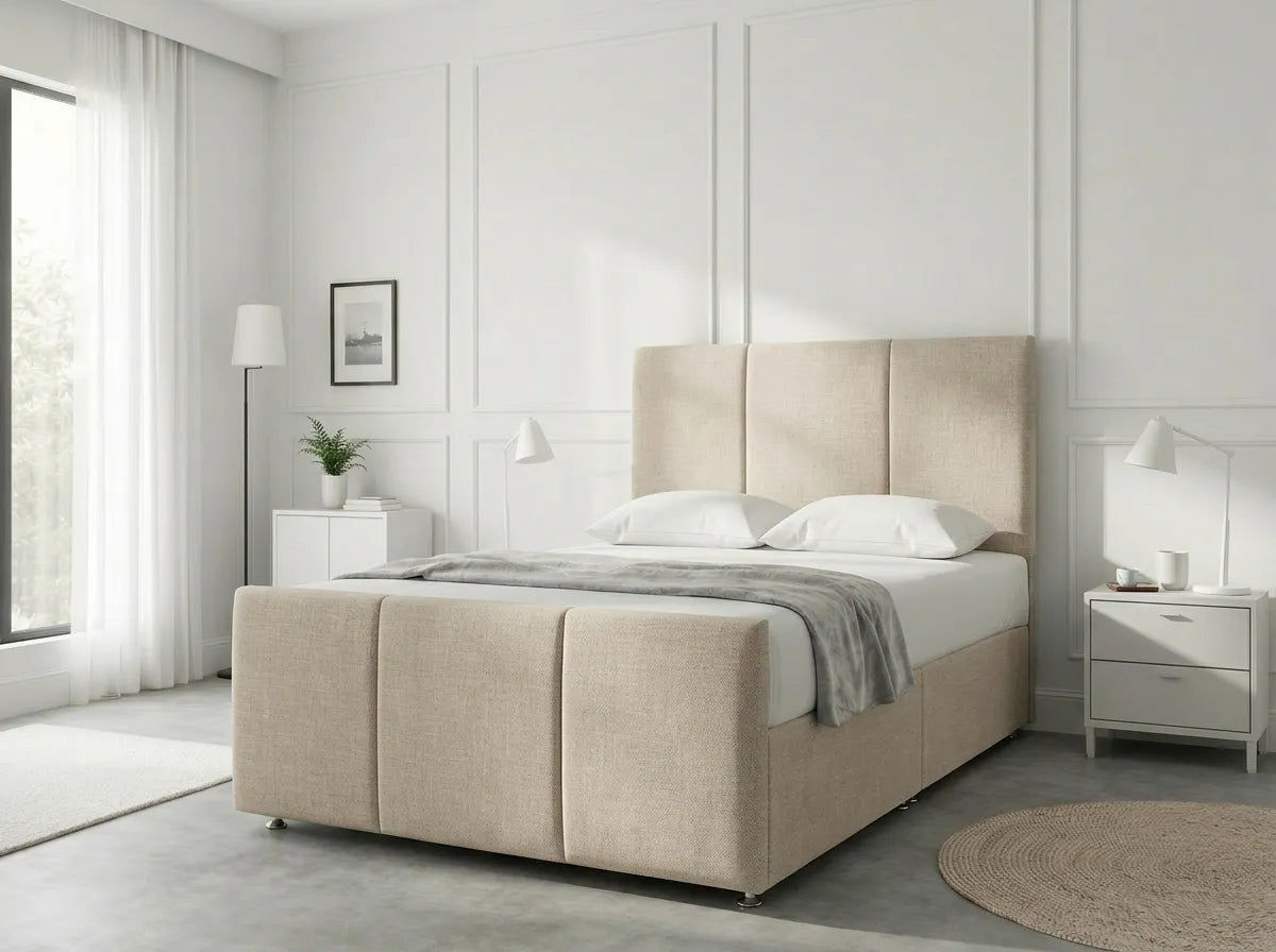 Elegant Sleigh Aura | Divan Drawer Bed with Hidden Storage Drawers (UK) | Discount Bed Store (DBS) #DB149