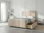 Elegant Sleigh Aura | Divan Drawer Bed with Hidden Storage Drawers (UK) | Discount Bed Store (DBS) #DB149
