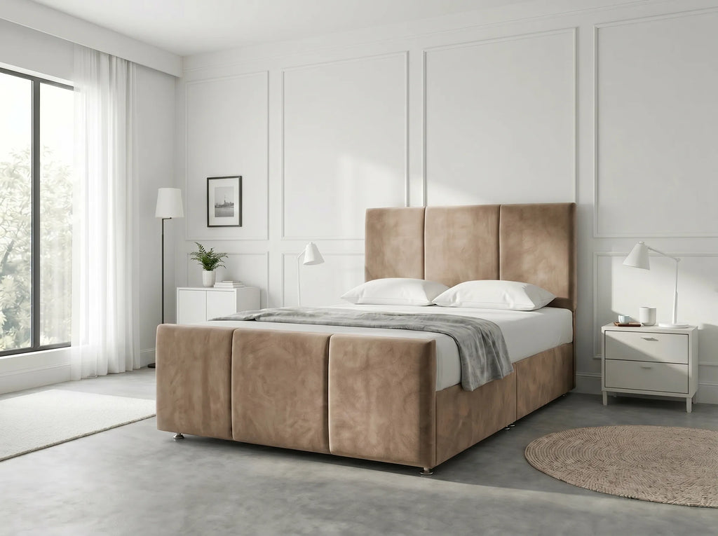 Elegant Sleigh Aura | Divan Drawer Bed with Hidden Storage Drawers (UK) | Discount Bed Store (DBS) #DB149
