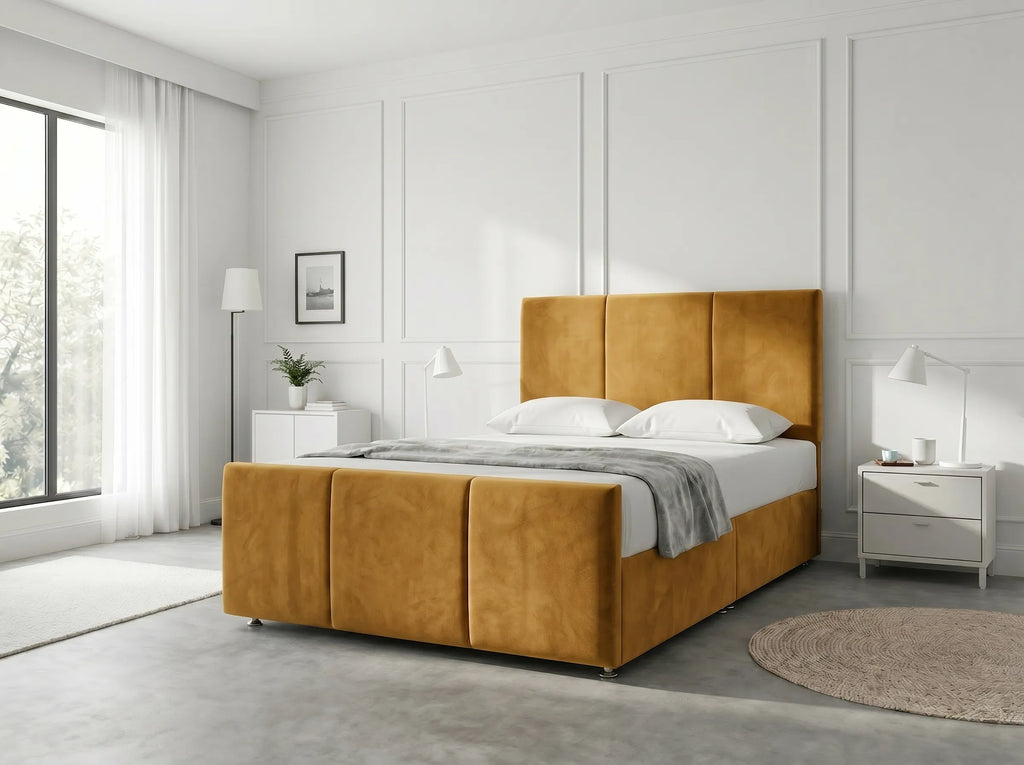 Elegant Sleigh Aura | Divan Drawer Bed with Hidden Storage Drawers (UK) | Discount Bed Store (DBS) #DB149