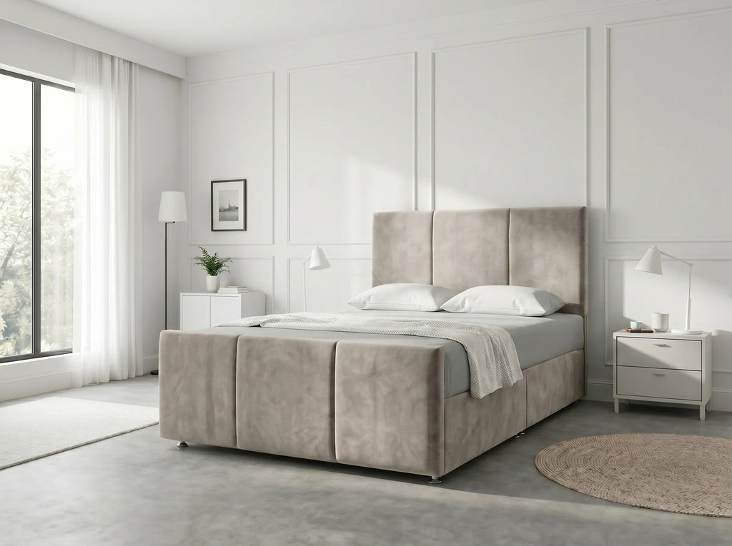 Elegant Sleigh Aura | Divan Drawer Bed with Hidden Storage Drawers (UK) | Discount Bed Store (DBS) #DB149