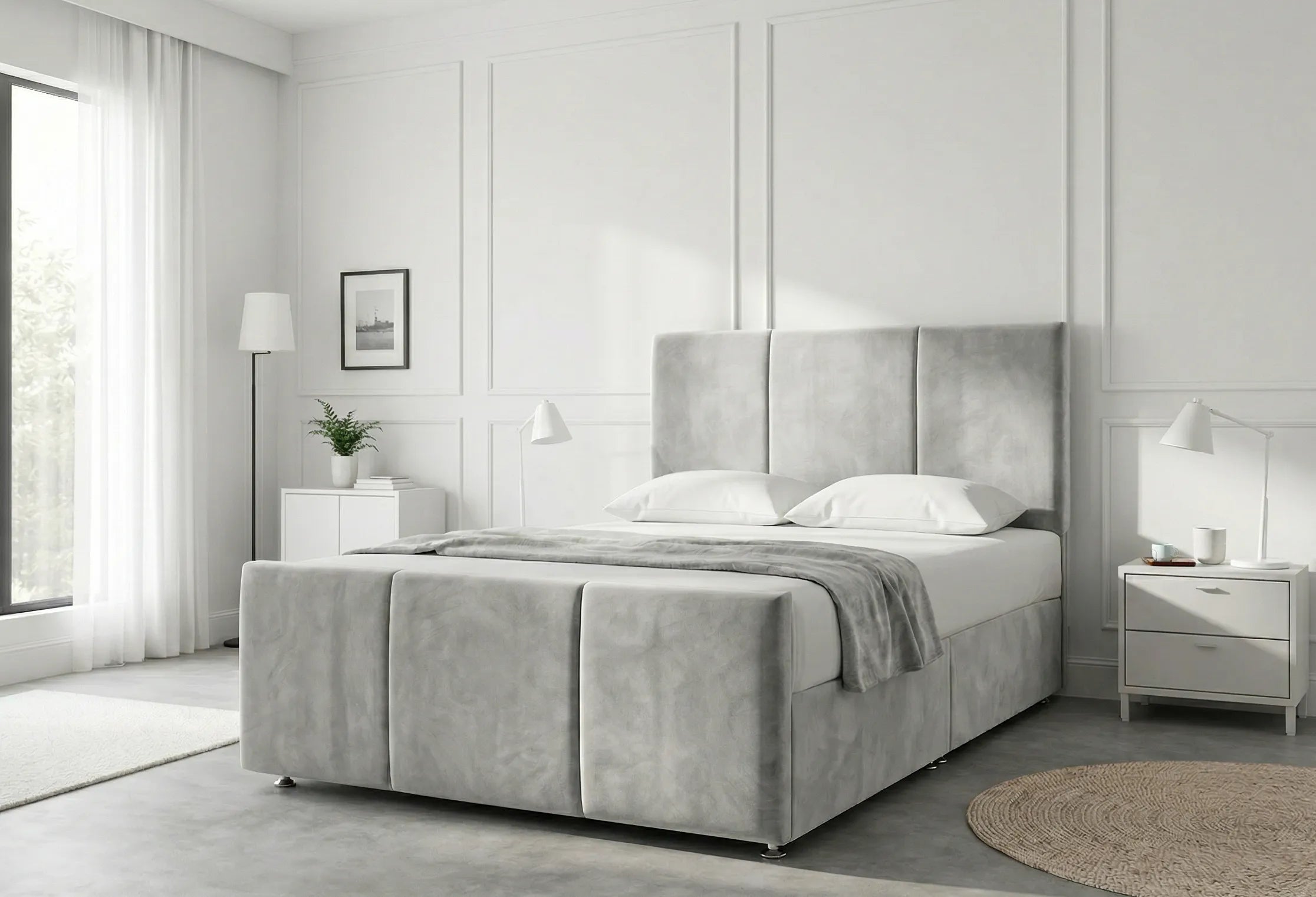 Elegant Sleigh Aura | Divan Drawer Bed with Hidden Storage Drawers (UK) | Discount Bed Store (DBS) #DB149