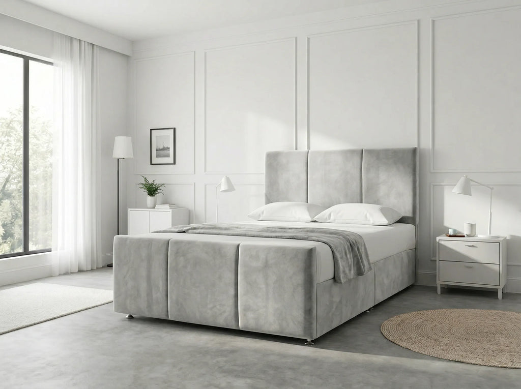 Elegant Sleigh Aura | Divan Drawer Bed with Hidden Storage Drawers (UK) | Discount Bed Store (DBS) #DB149