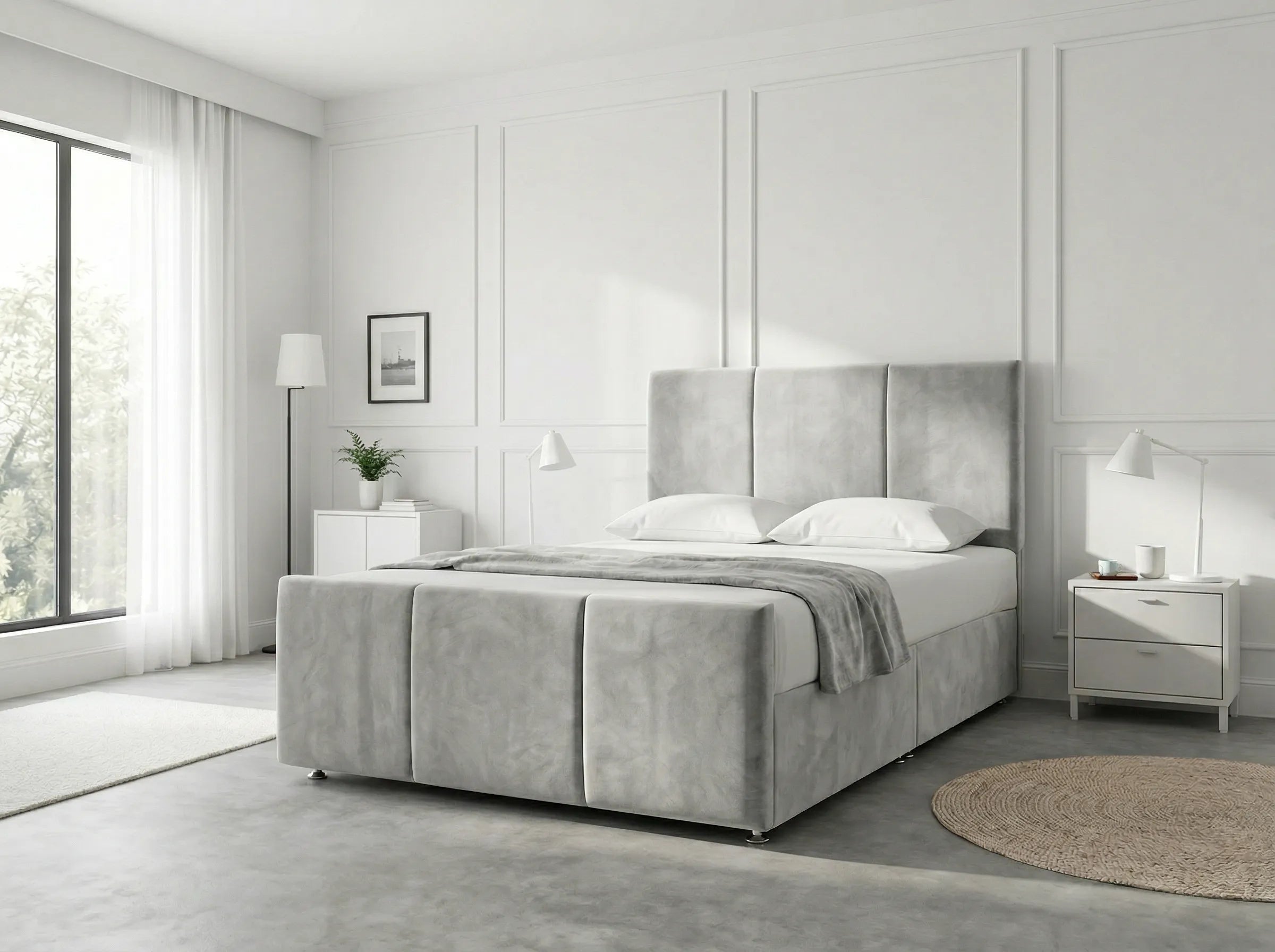Elegant Sleigh Aura | Divan Drawer Bed with Hidden Storage Drawers (UK) | Discount Bed Store (DBS) #DB149