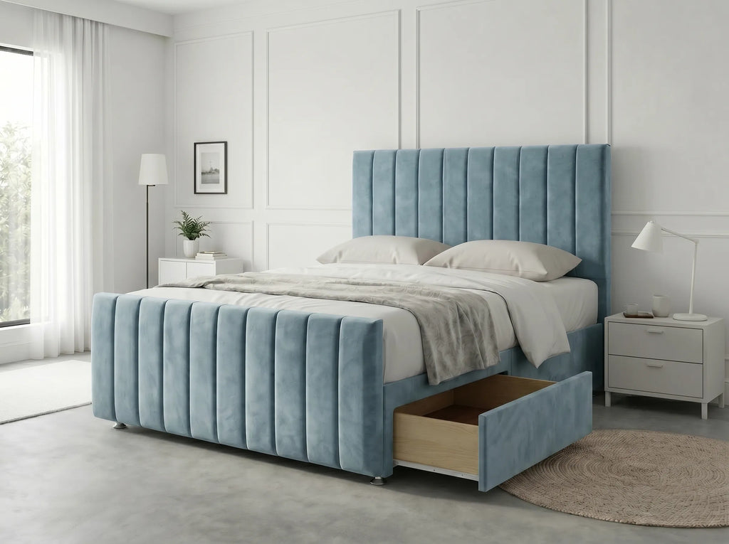 Modern Luxe Curve | Divan Drawer Bed Frame with Storage Drawers (UK) | Discount Bed Store (DBS) #DB150
