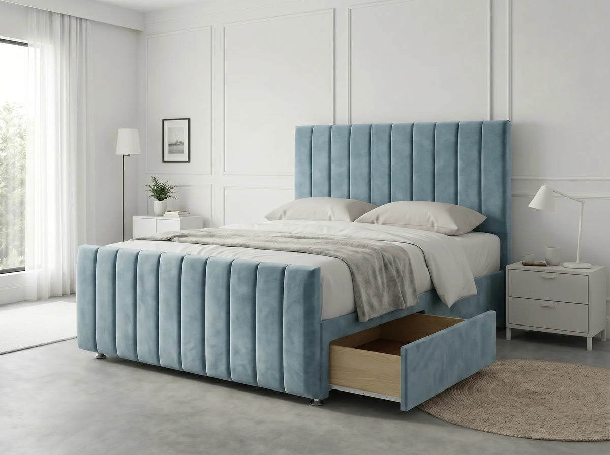 Modern Luxe Curve | Divan Drawer Bed Frame with Storage Drawers (UK) | Discount Bed Store (DBS) #DB150