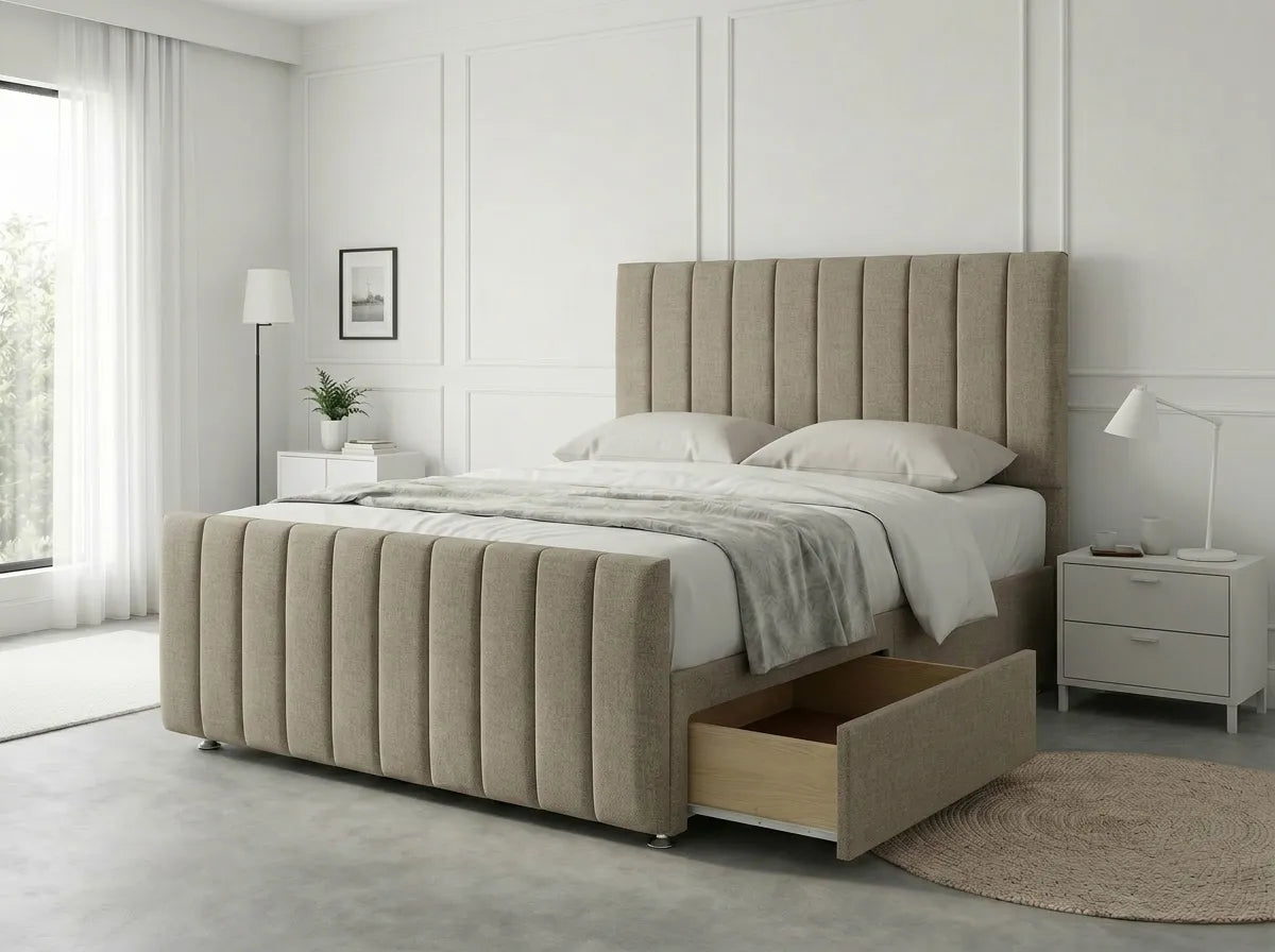 Modern Luxe Curve | Divan Drawer Bed Frame with Storage Drawers (UK) | Discount Bed Store (DBS) #DB150
