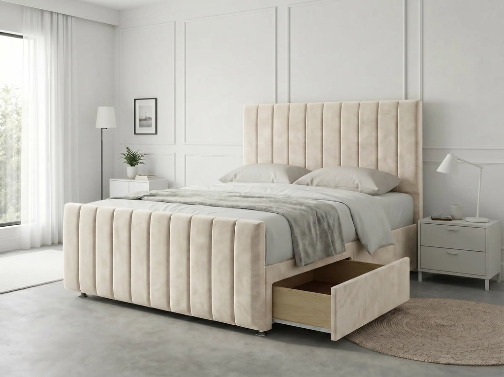 Modern Luxe Curve | Divan Drawer Bed Frame with Storage Drawers (UK) | Discount Bed Store (DBS) #DB150