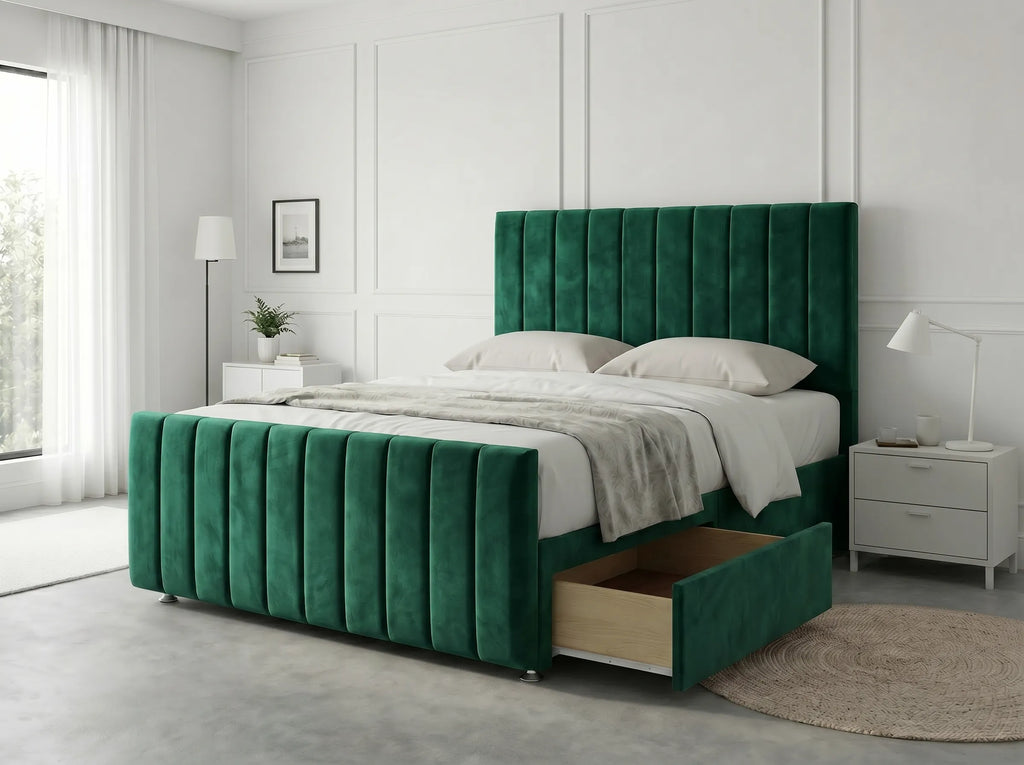 Modern Luxe Curve | Divan Drawer Bed Frame with Storage Drawers (UK) | Discount Bed Store (DBS) #DB150