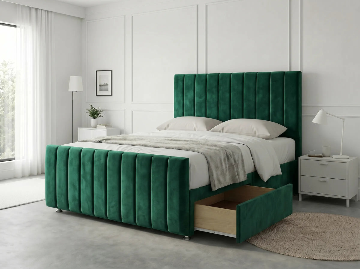 Modern Luxe Curve | Divan Drawer Bed Frame with Storage Drawers (UK) | Discount Bed Store (DBS) #DB150