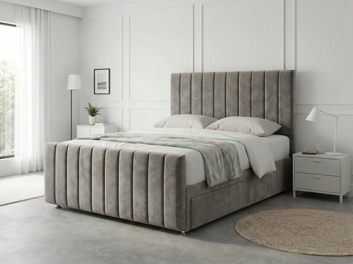 Modern Luxe Curve | Divan Drawer Bed Frame with Storage Drawers (UK) | Discount Bed Store (DBS) #DB150