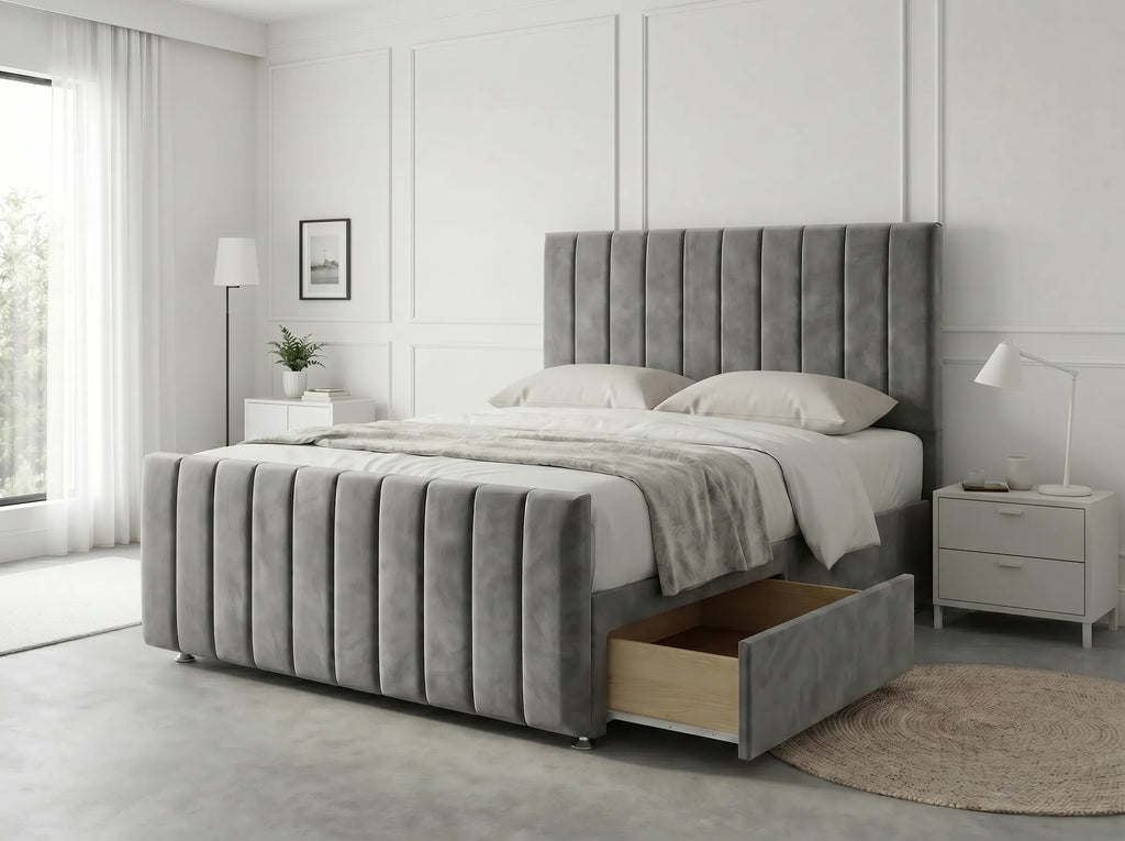Modern Luxe Curve | Divan Drawer Bed Frame with Storage Drawers (UK) | Discount Bed Store (DBS) #DB150