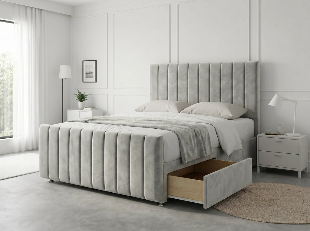 Modern Luxe Curve | Divan Drawer Bed Frame with Storage Drawers (UK) | Discount Bed Store (DBS) #DB150
