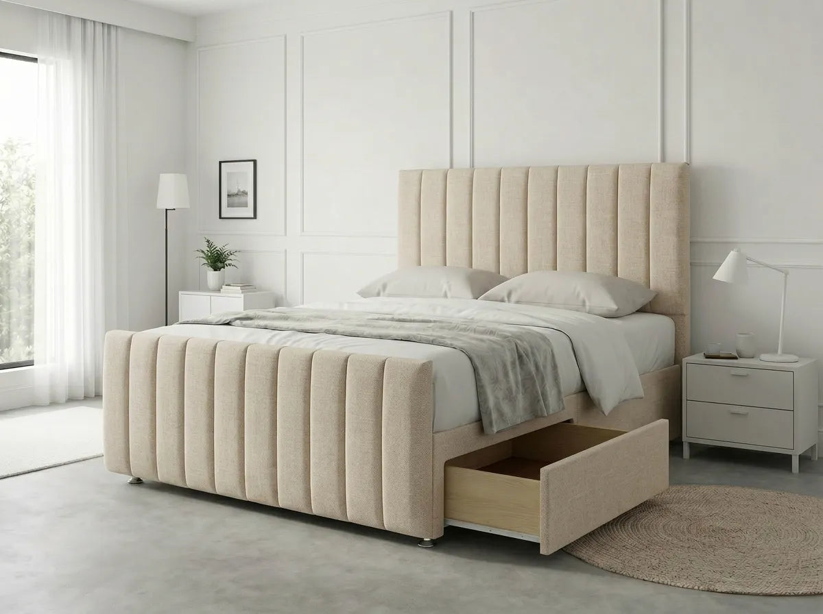 Modern Luxe Curve | Divan Drawer Bed Frame with Storage Drawers (UK) | Discount Bed Store (DBS) #DB150