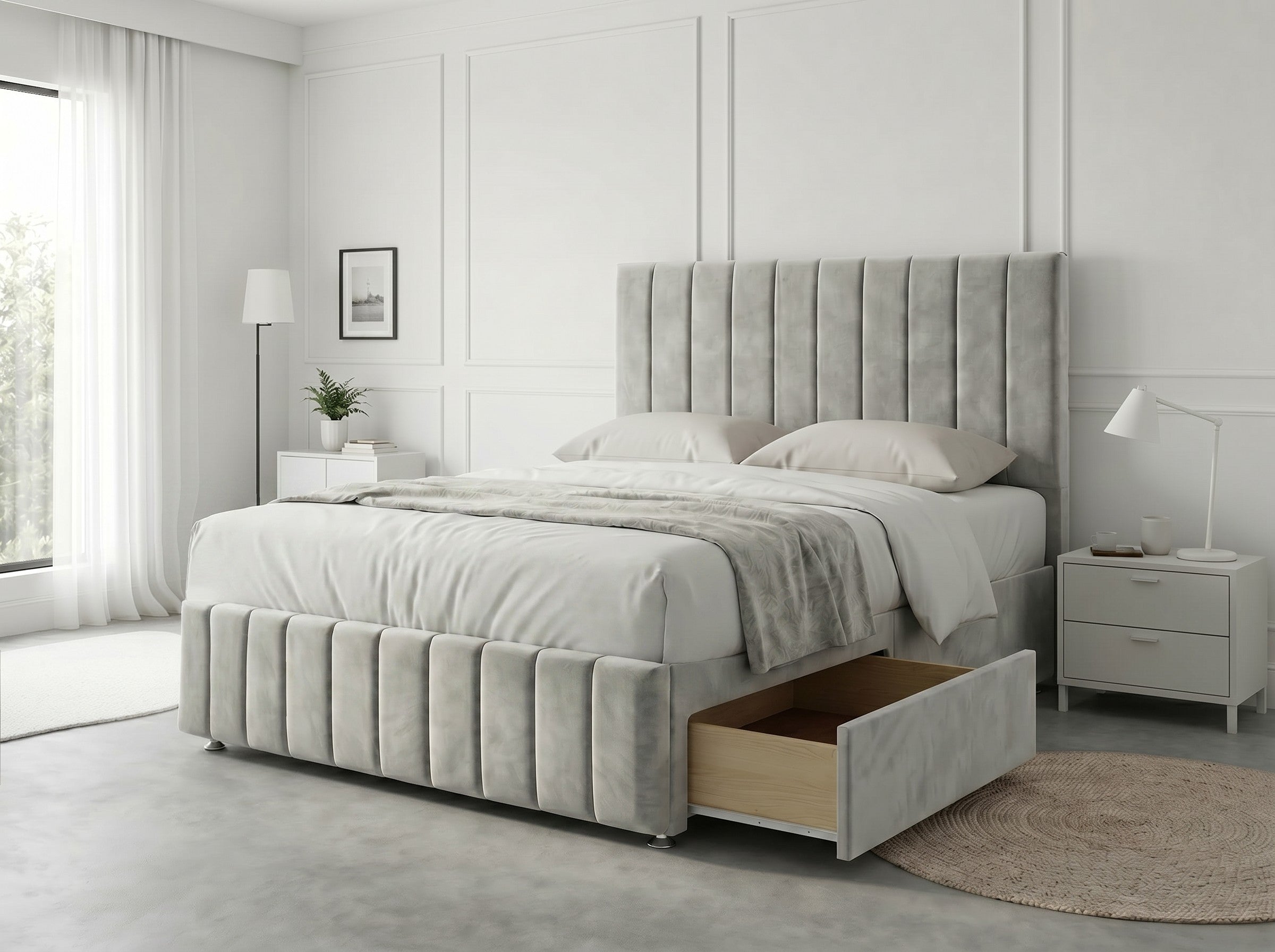 Modern Luxe Curve | Divan Drawer Bed Frame with Storage Drawers (UK) | Discount Bed Store (DBS) #DB150