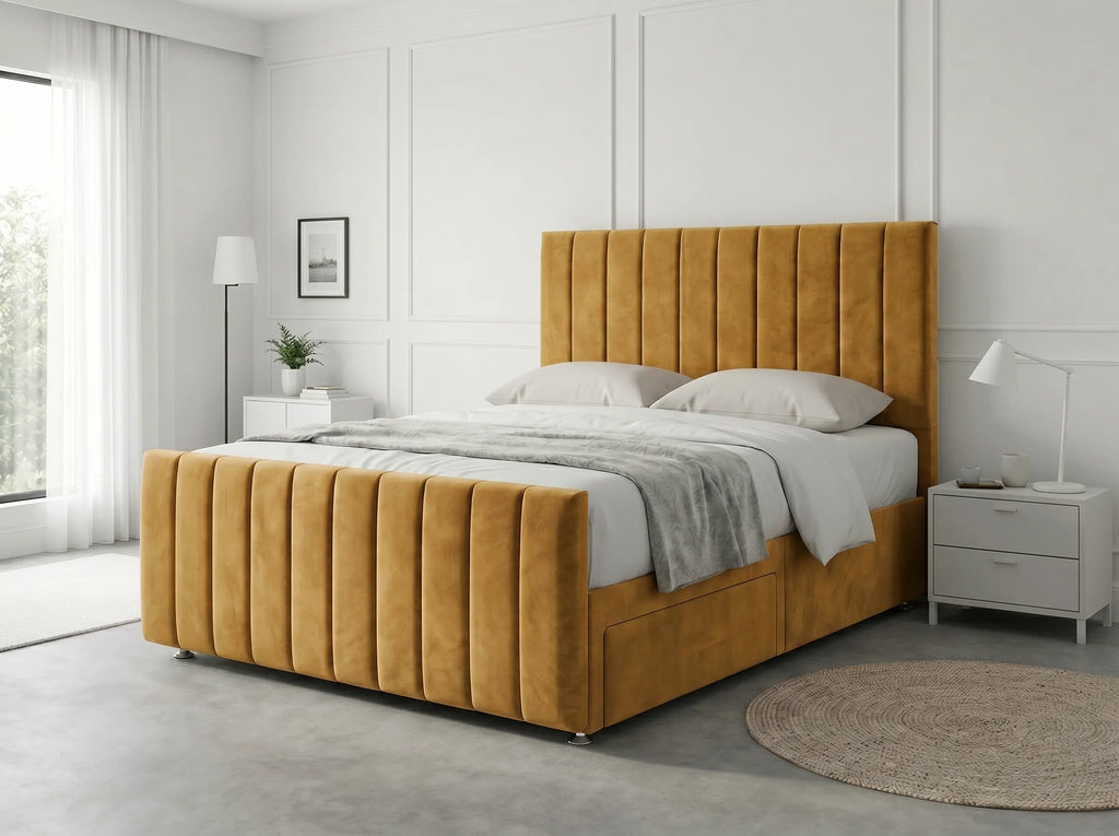 Modern Luxe Curve | Divan Drawer Bed Frame with Storage Drawers (UK) | Discount Bed Store (DBS) #DB150
