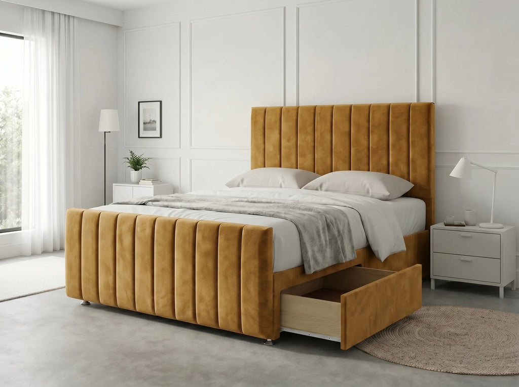 Modern Luxe Curve | Divan Drawer Bed Frame with Storage Drawers (UK) | Discount Bed Store (DBS) #DB150