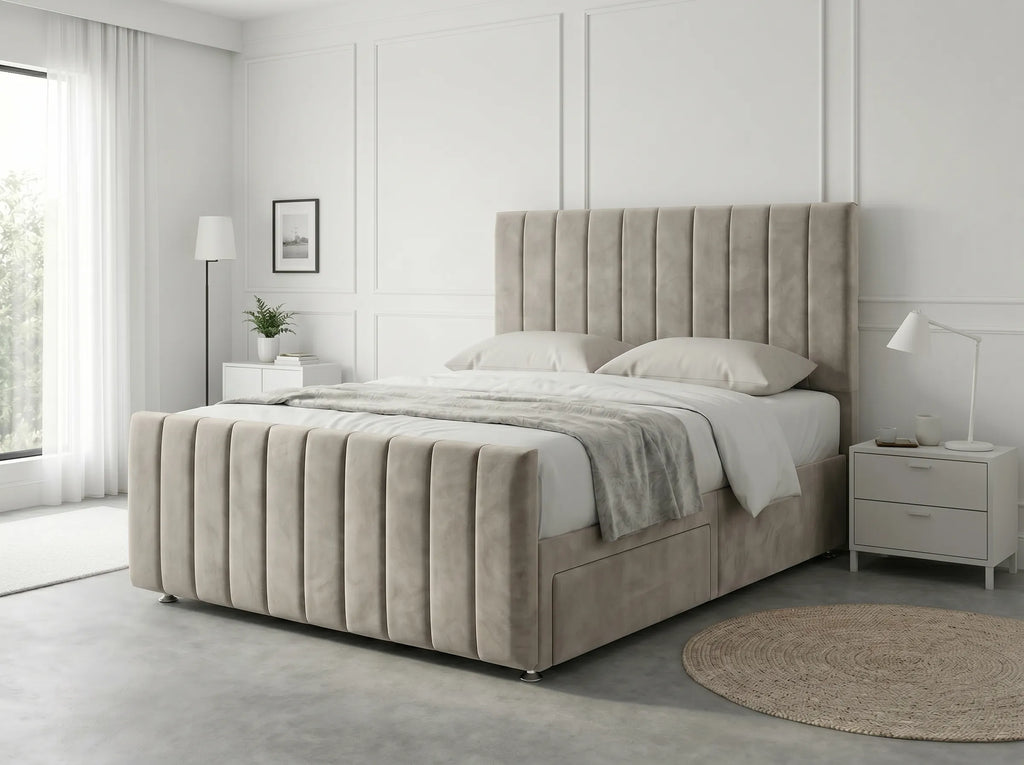 Modern Luxe Curve | Divan Drawer Bed Frame with Storage Drawers (UK) | Discount Bed Store (DBS) #DB150