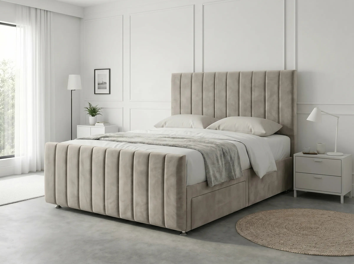Modern Luxe Curve | Divan Drawer Bed Frame with Storage Drawers (UK) | Discount Bed Store (DBS) #DB150