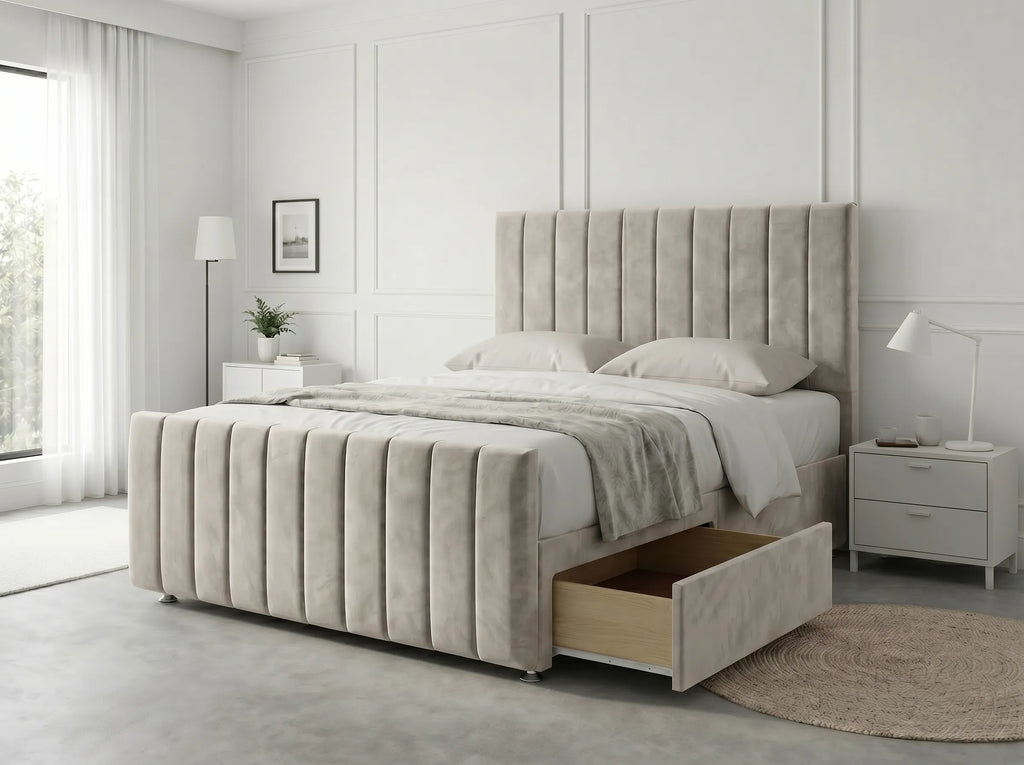Modern Luxe Curve | Divan Drawer Bed Frame with Storage Drawers (UK) | Discount Bed Store (DBS) #DB150