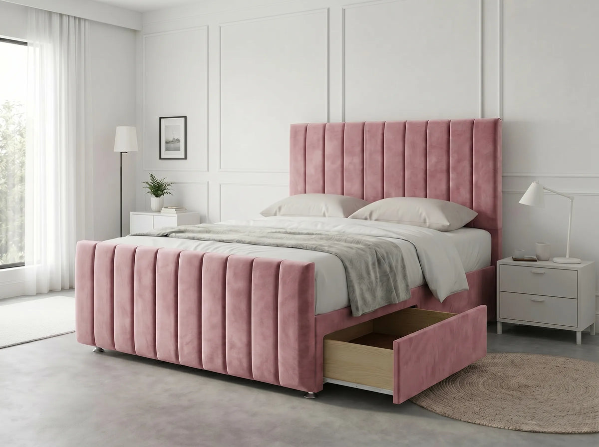 Modern Luxe Curve | Divan Drawer Bed Frame with Storage Drawers (UK) | Discount Bed Store (DBS) #DB150