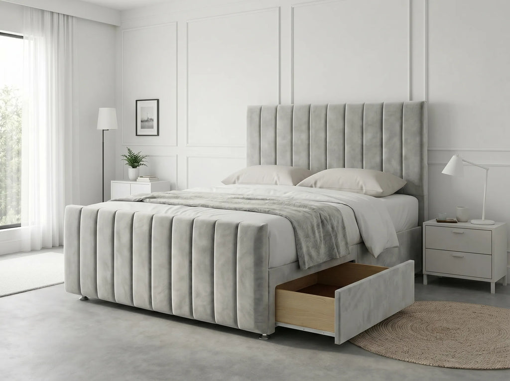 Modern Luxe Curve | Divan Drawer Bed Frame with Storage Drawers (UK) | Discount Bed Store (DBS) #DB150