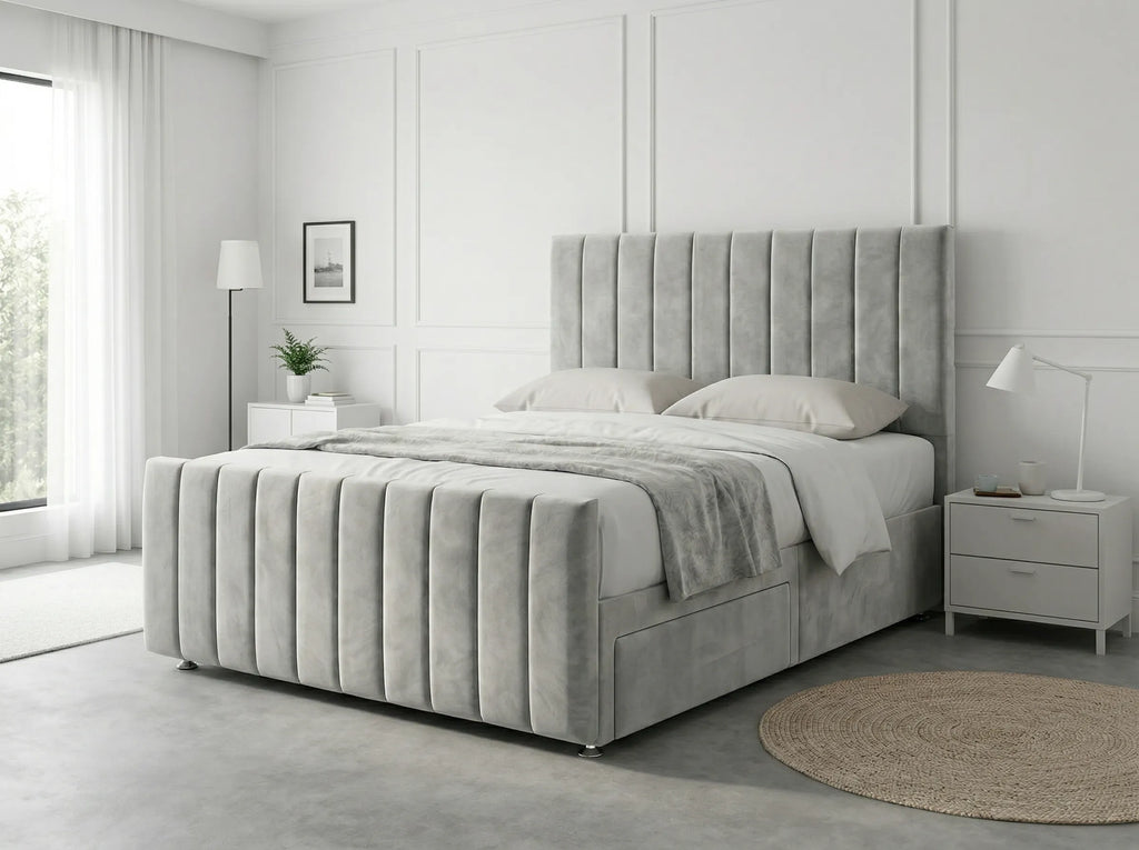 Modern Luxe Curve | Divan Drawer Bed Frame with Storage Drawers (UK) | Discount Bed Store (DBS) #DB150