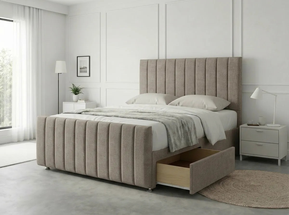 Modern Luxe Curve | Divan Drawer Bed Frame with Storage Drawers (UK) | Discount Bed Store (DBS) #DB150