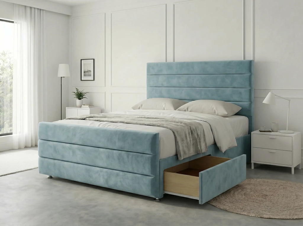 Prestige Sleigh Comfort | Divan Drawer Bed with Deep Storage Drawers (UK) | Discount Bed Store (DBS) #DB151