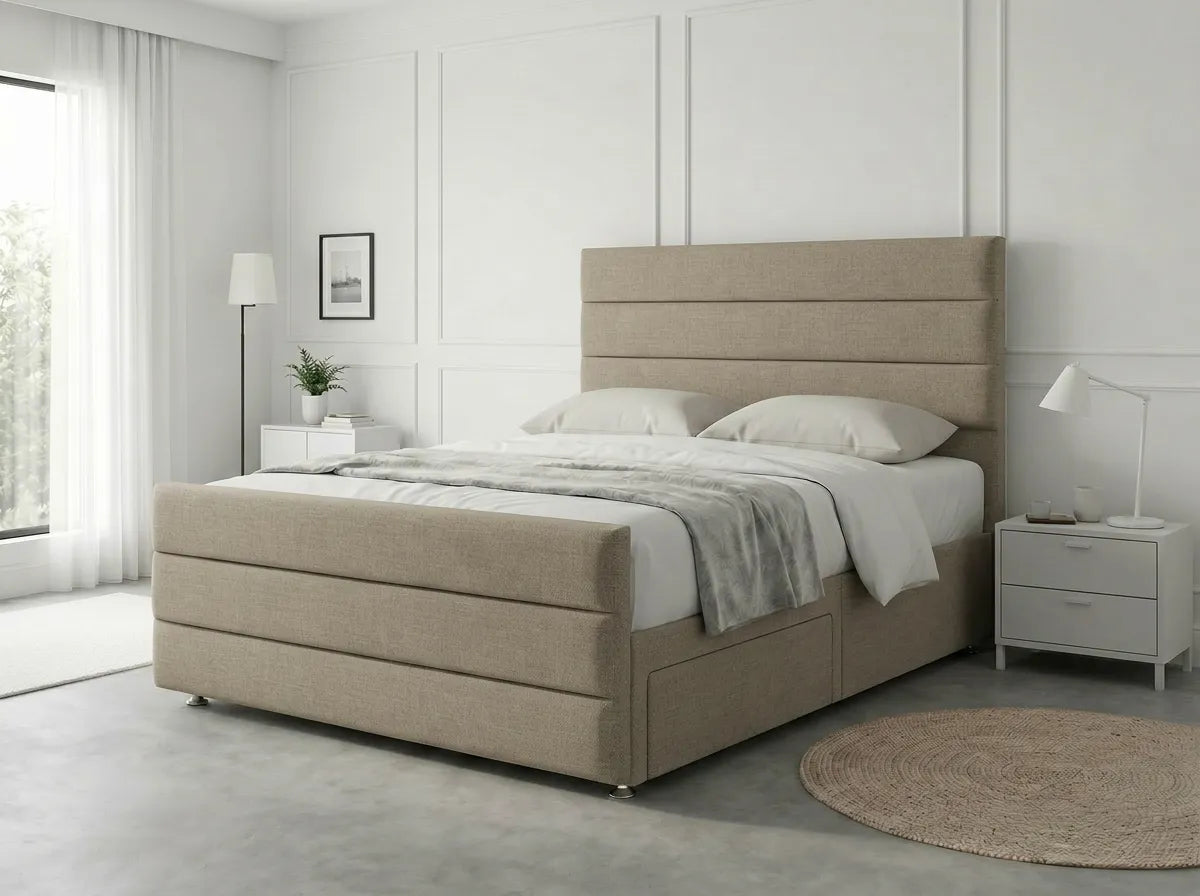 Prestige Sleigh Comfort | Divan Drawer Bed with Deep Storage Drawers (UK) | Discount Bed Store (DBS) #DB151