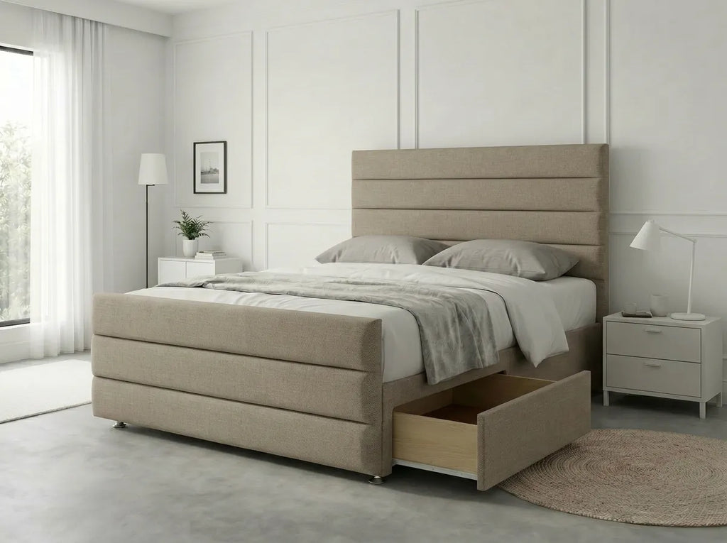 Prestige Sleigh Comfort | Divan Drawer Bed with Deep Storage Drawers (UK) | Discount Bed Store (DBS) #DB151