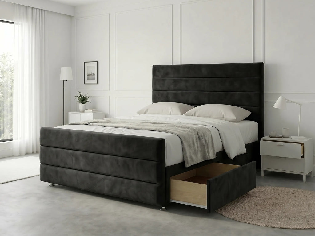 Prestige Sleigh Comfort | Divan Drawer Bed with Deep Storage Drawers (UK) | Discount Bed Store (DBS) #DB151