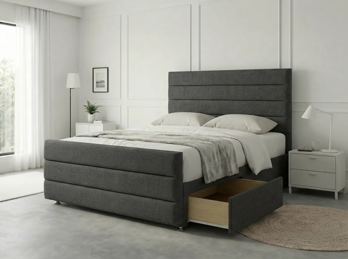Prestige Sleigh Comfort | Divan Drawer Bed with Deep Storage Drawers (UK) | Discount Bed Store (DBS) #DB151