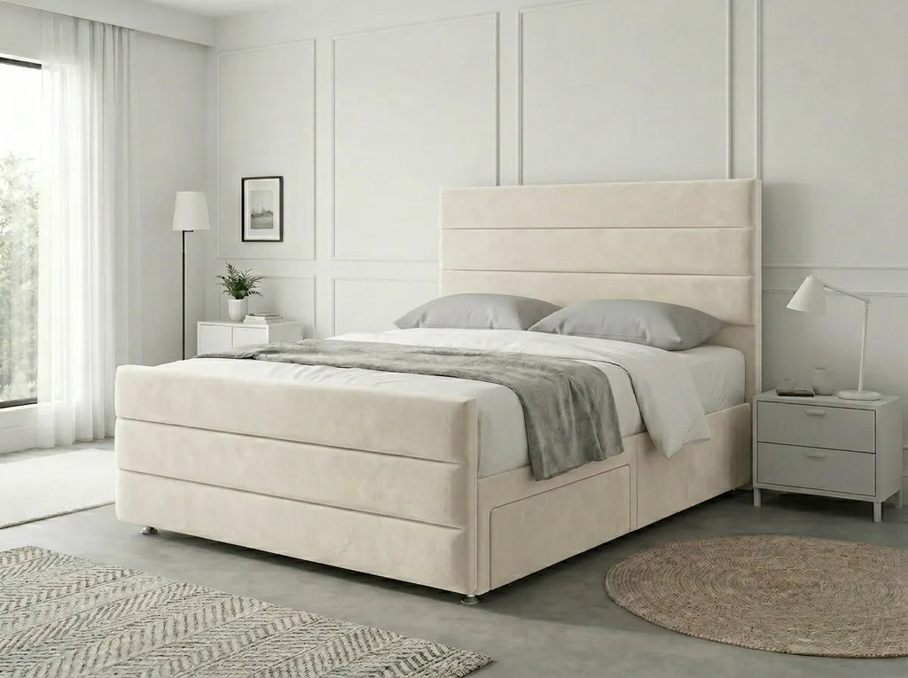 Prestige Sleigh Comfort | Divan Drawer Bed with Deep Storage Drawers (UK) | Discount Bed Store (DBS) #DB151