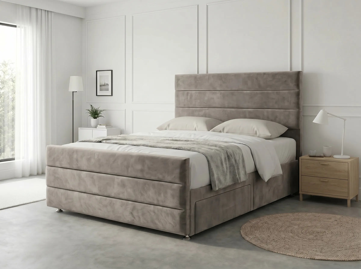 Prestige Sleigh Comfort | Divan Drawer Bed with Deep Storage Drawers (UK) | Discount Bed Store (DBS) #DB151