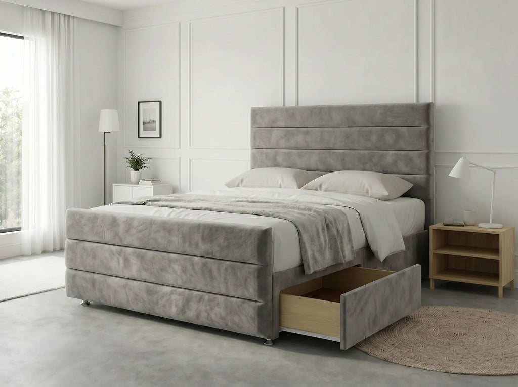 Prestige Sleigh Comfort | Divan Drawer Bed with Deep Storage Drawers (UK) | Discount Bed Store (DBS) #DB151