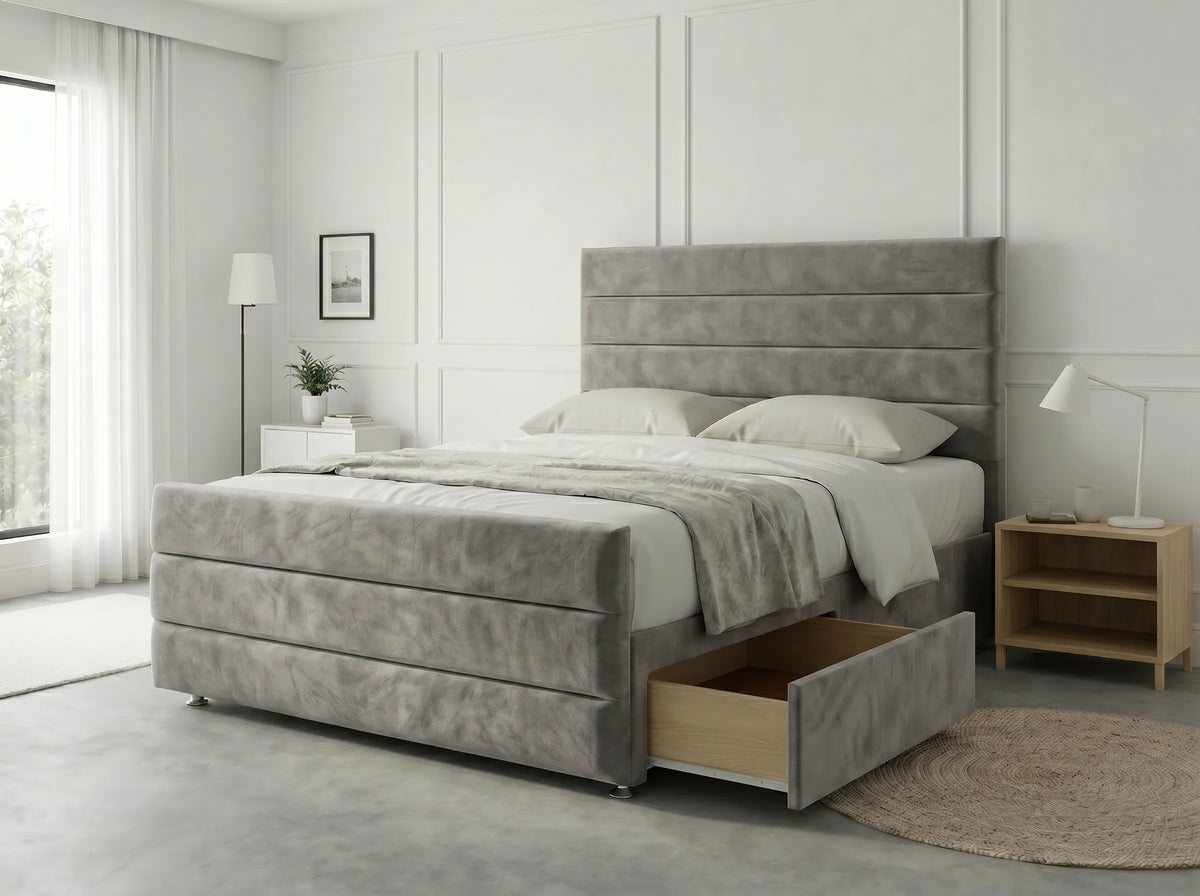 Prestige Sleigh Comfort | Divan Drawer Bed with Deep Storage Drawers (UK) | Discount Bed Store (DBS) #DB151