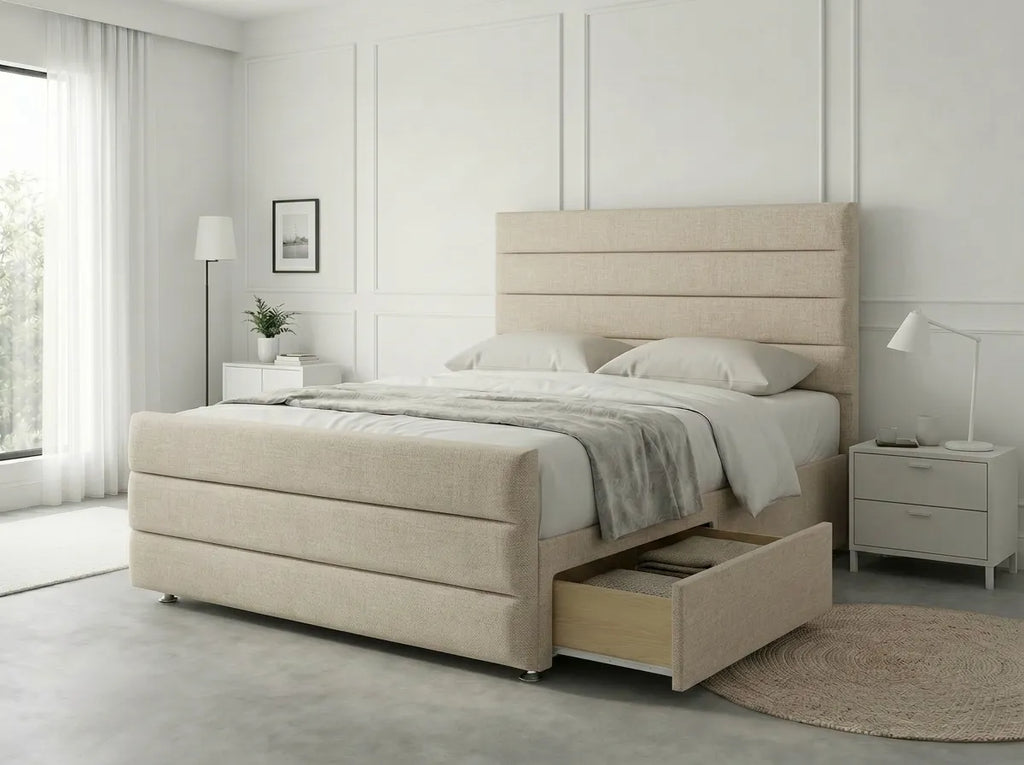 Prestige Sleigh Comfort | Divan Drawer Bed with Deep Storage Drawers (UK) | Discount Bed Store (DBS) #DB151