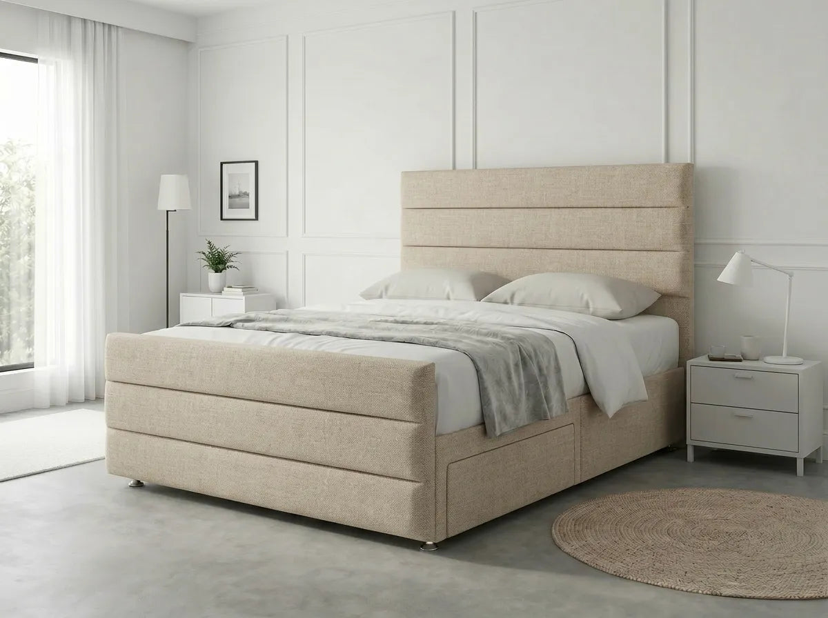 Prestige Sleigh Comfort | Divan Drawer Bed with Deep Storage Drawers (UK) | Discount Bed Store (DBS) #DB151