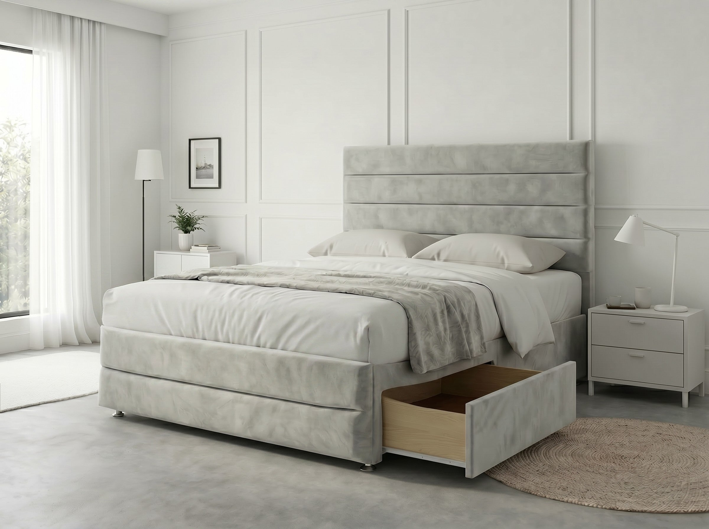 Prestige Sleigh Comfort | Divan Drawer Bed with Deep Storage Drawers (UK) | Discount Bed Store (DBS) #DB151