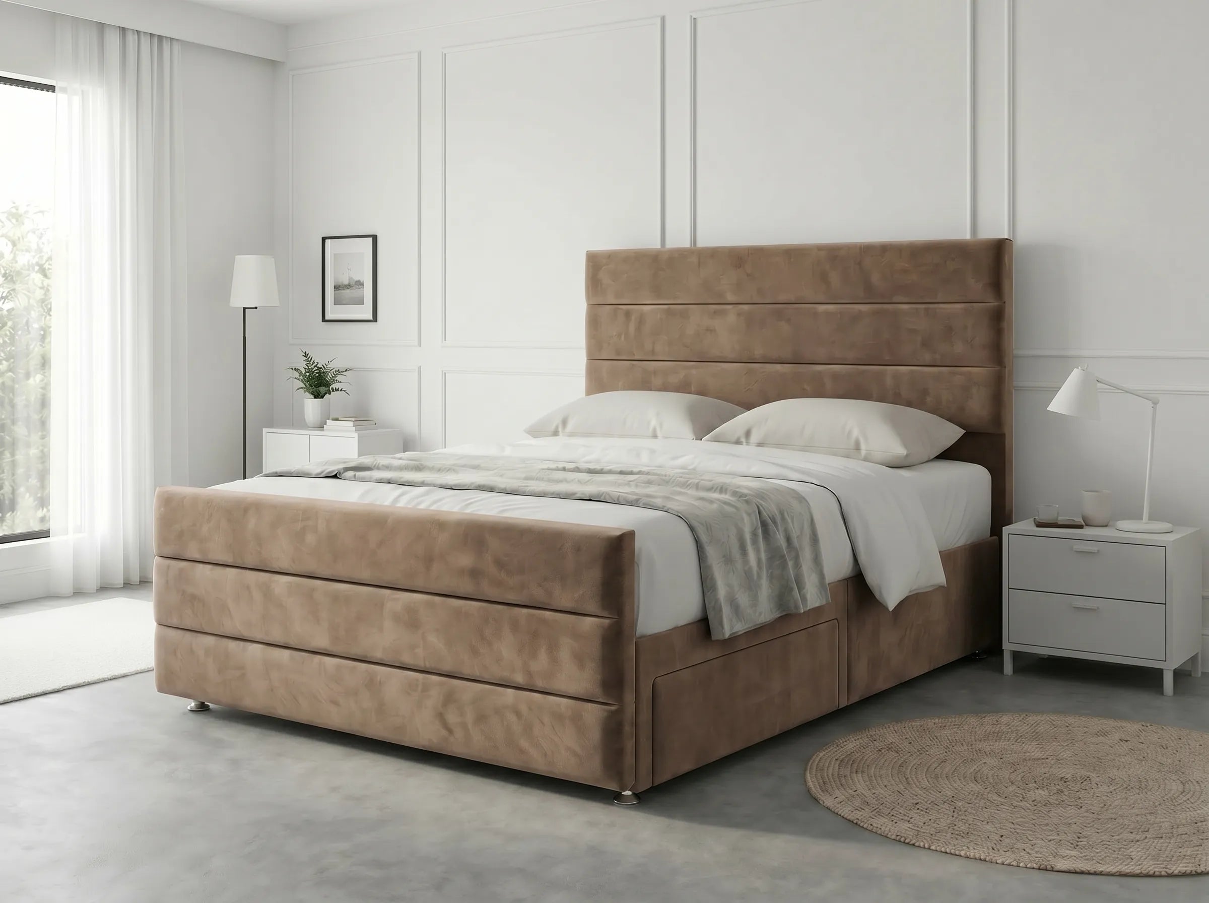 Prestige Sleigh Comfort | Divan Drawer Bed with Deep Storage Drawers (UK) | Discount Bed Store (DBS) #DB151