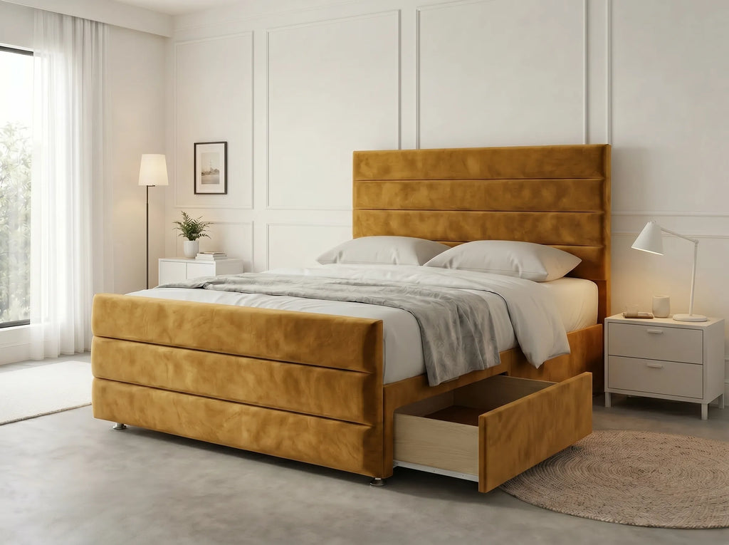 Prestige Sleigh Comfort | Divan Drawer Bed with Deep Storage Drawers (UK) | Discount Bed Store (DBS) #DB151