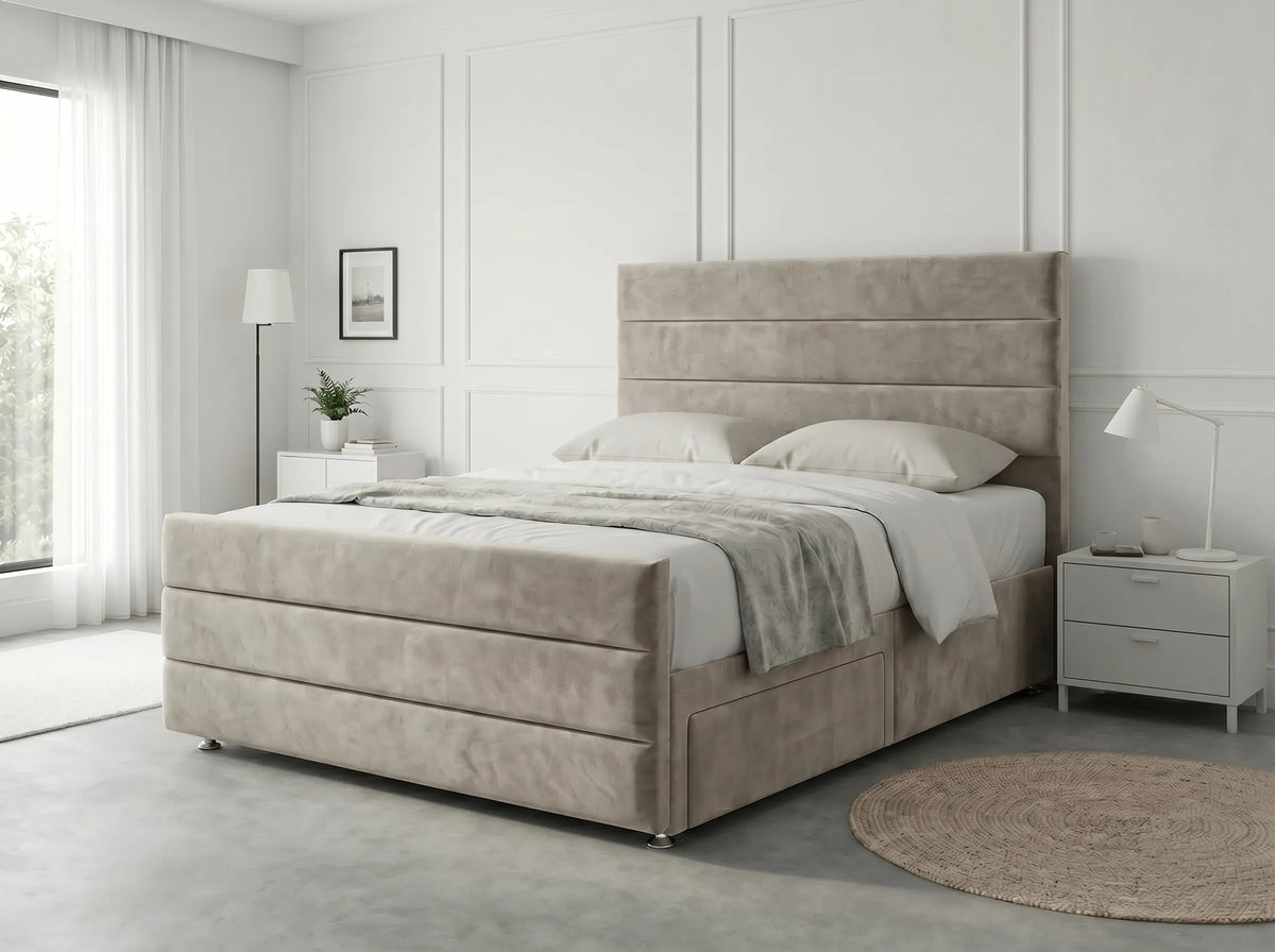 Prestige Sleigh Comfort | Divan Drawer Bed with Deep Storage Drawers (UK) | Discount Bed Store (DBS) #DB151