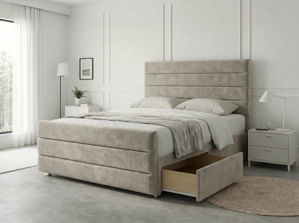 Prestige Sleigh Comfort | Divan Drawer Bed with Deep Storage Drawers (UK) | Discount Bed Store (DBS) #DB151