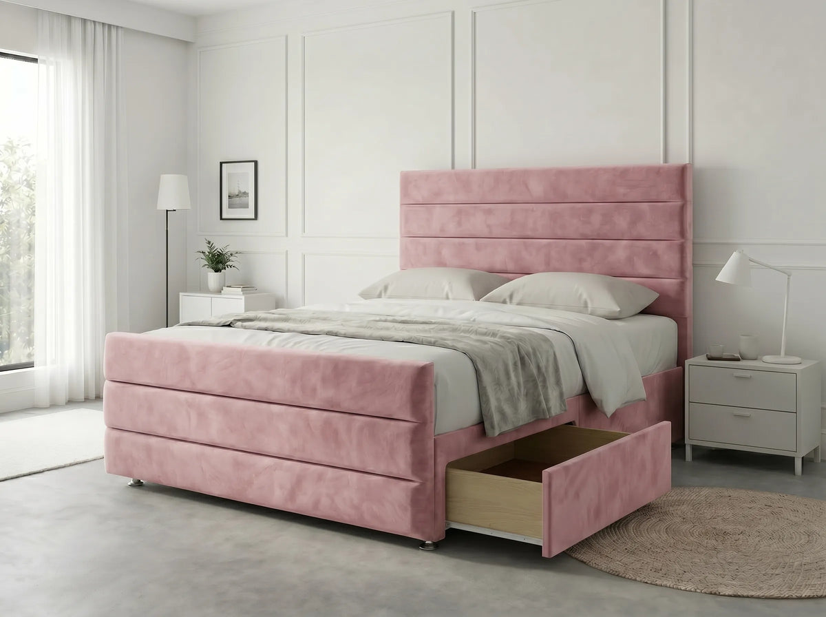 Prestige Sleigh Comfort | Divan Drawer Bed with Deep Storage Drawers (UK) | Discount Bed Store (DBS) #DB151