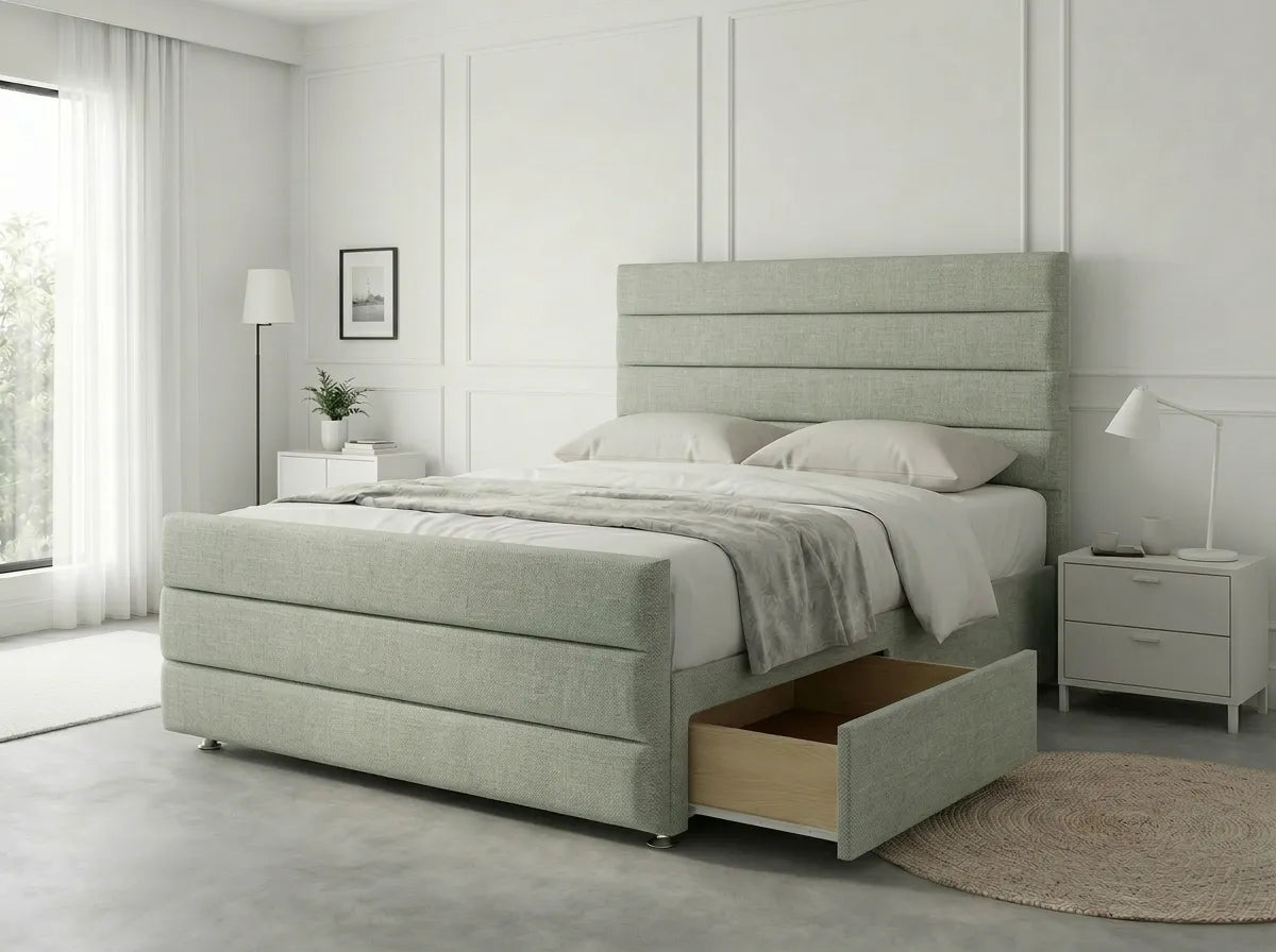 Prestige Sleigh Comfort | Divan Drawer Bed with Deep Storage Drawers (UK) | Discount Bed Store (DBS) #DB151